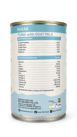 Image of SARAR Tuna with Goat Milk – Complete Food for Adult Cats (400g)