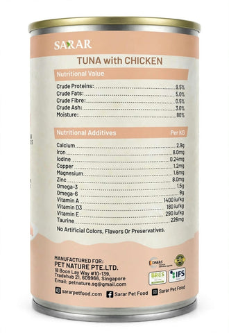 Image of SARAR Tuna with Chicken Complete Food for Adult Cats 400G