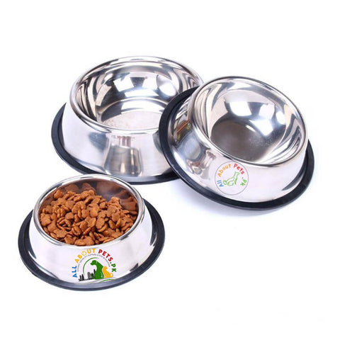 Image of Feeding Bowl Stainless Steel for Dogs & Cats, anti slip rust free dog feeding bowl available at allaboutpets.pk in pakistan.