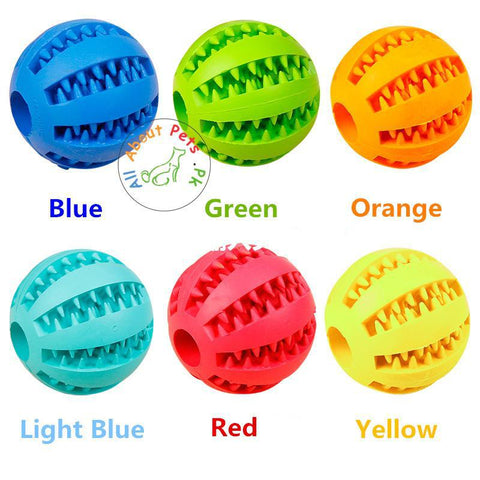 Image of Dog Treat Ball yellow, Orange, green, pink, blue Color Fun Interactive Dog Food Dispenser Toy Ball available at allaboutpets.pk in Pakistan
