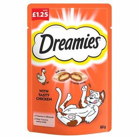 Dreamies Cat Treat Biscuits with Chicken 60g available at allaboutpets.pk in Pakistan