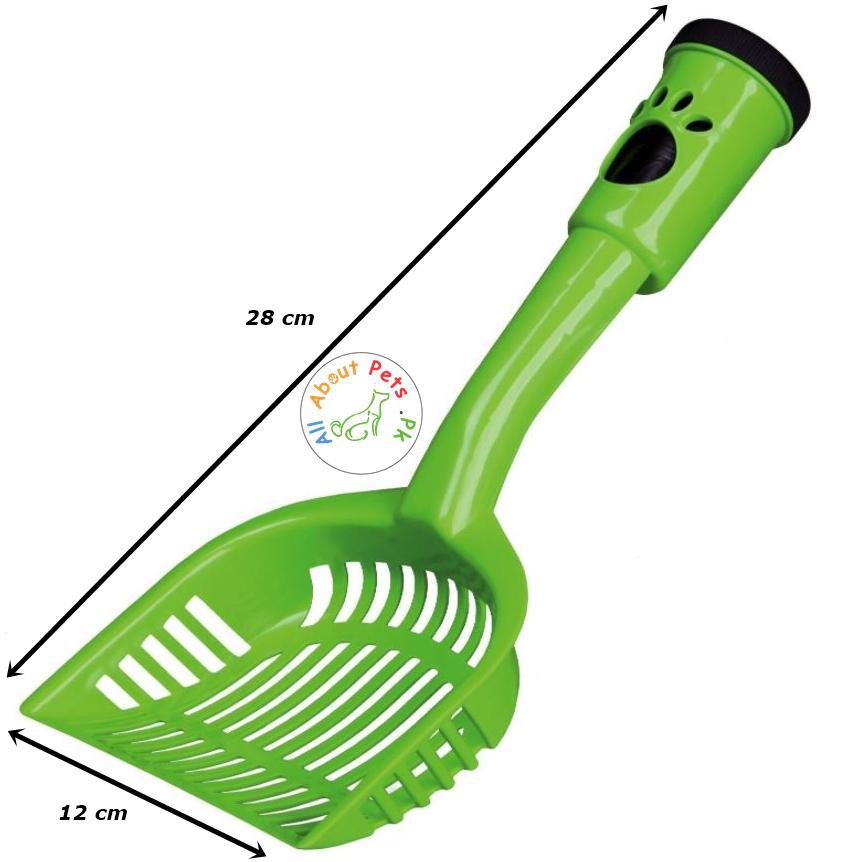 Trixie Plastic Litter Scoop green color With Dirt Bags Medium available at allaboutpets.pk in Pakistan