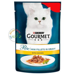 Purina Gourmet Perle Wet Cat Food Mini Fillets in Gravy With Chicken 85g available at allaboutpets.pk in Pakistan