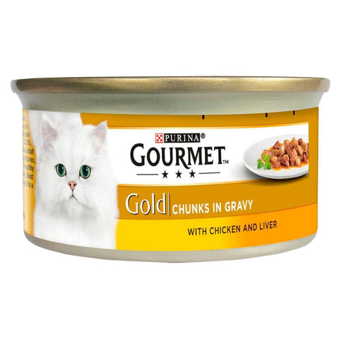 Gourmet Gold Pate Chicken & Liver Chunks In Gravy 85g, cat wet food available at allaboutpets.pk in pakistan.