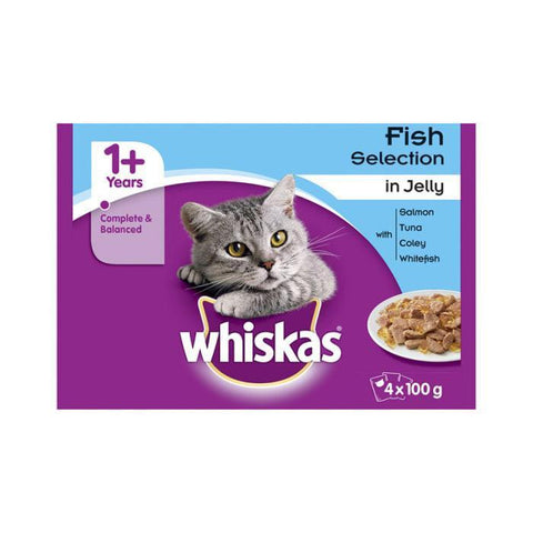 Whiskas Fish Selection In Jelly 4x100g available online at allaboutpets.pk