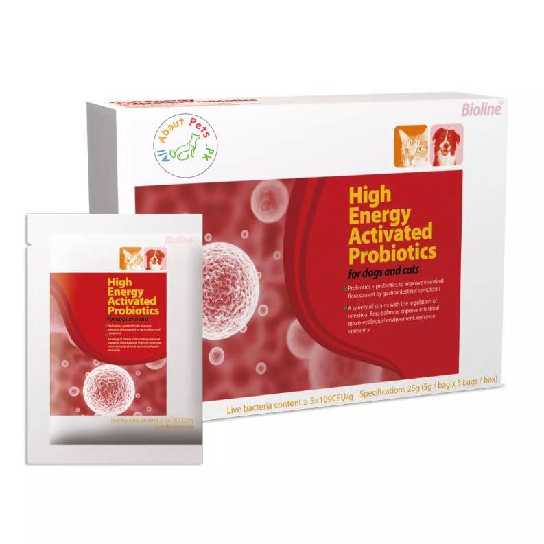 Bioline High Energy Activated Probiotics for cats and dogs available at allaboutpets.pk