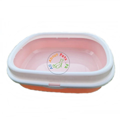 Image of Cat Litter Tray With Scoop available in peach, sky blue and light green colors at allaboutpets.pk in Pakistan