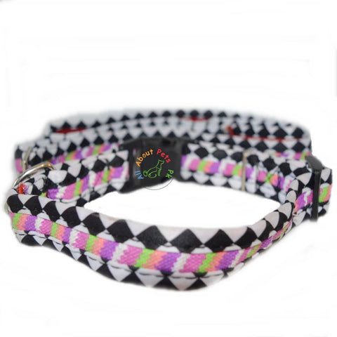 Image of Diamond Print Collar & Leash Set For Dogs multi color available at allaboutpets.pk in Pakistan