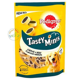 Pedigree Tasty Minis Cheesy Nibbles With Cheese & Beef Dog Treats 140g available at allaboutpets.pk in Pakistan