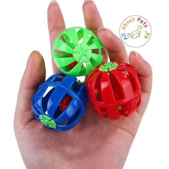 Cat Toy Plastic Hollow Ball With Bell available at allaboutpets.pk in Pakistan