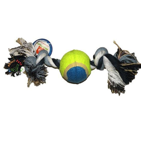 Image of Dog Cotton Rope Toy With Tennis Ball
