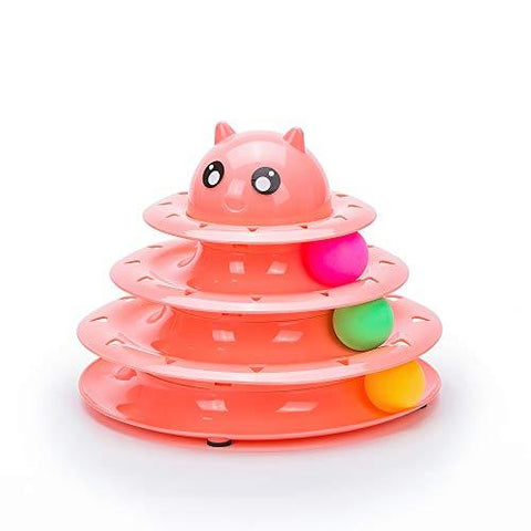 Image of Cat Toy Roller Cat Toys 3 Level Towers Tracks Roller peach color with Three Colorful Ball Interactive Kitten Fun Mental Physical Exercise Puzzle Toys available at allaboutpets.pk in pakistan