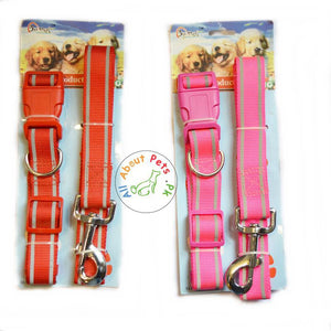 Bomei Double Reflective Strip nylon Collar & Leash Set with plastic buckle available at allaboutpets.pk