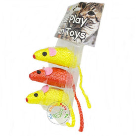 Cat Toy Rope Mouse - Pack of 3, red and yellow color available in Pakistan at allaboutpets.pk