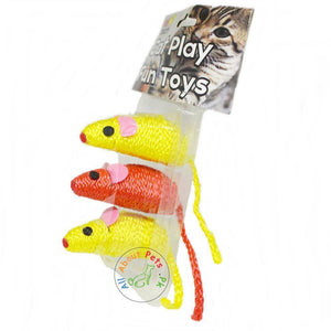Cat Toy Rope Mouse - Pack of 3, red and yellow color available in Pakistan at allaboutpets.pk
