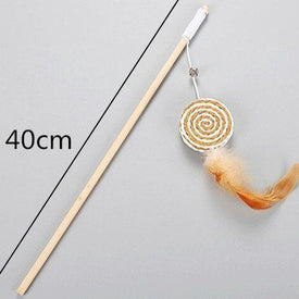 Cat Teaser Toy Wooden Stick With Feather & Bell available at allaboutpets.pk in Pakistan