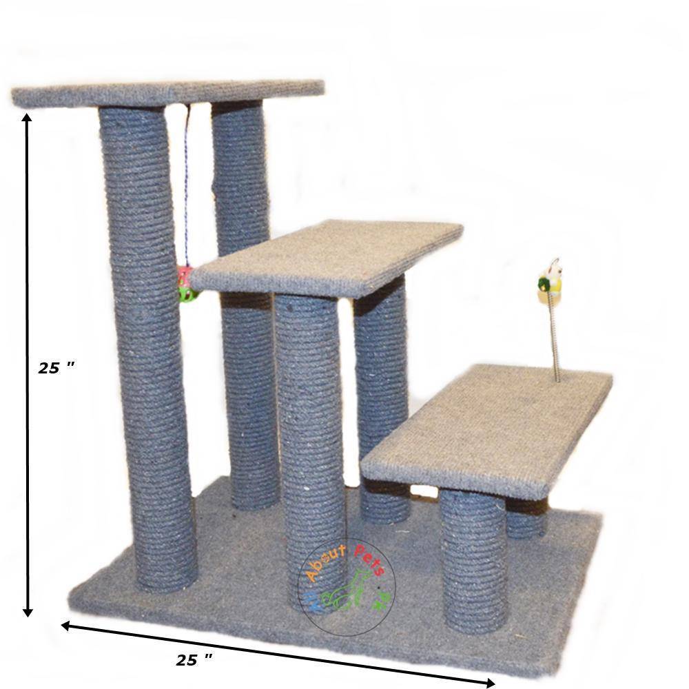 Cat Scratch Post Tree 3 Level With Spring Toy & Ball available in Pakistan at allaboutpets.pk 