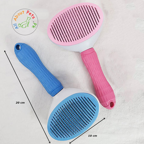 Cat & Dog Oval Grooming Comb Brush With Button pink and blue color available at allaboutpets.pk In Pakistan