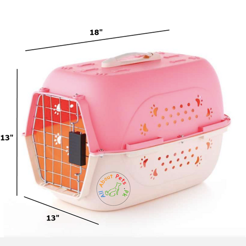 Image of Portable Pet Carrier Travel Jet Box Cage Crate Carrier Box pink color For Cat And Puppy available at allaboutpets.pk in Pakistan