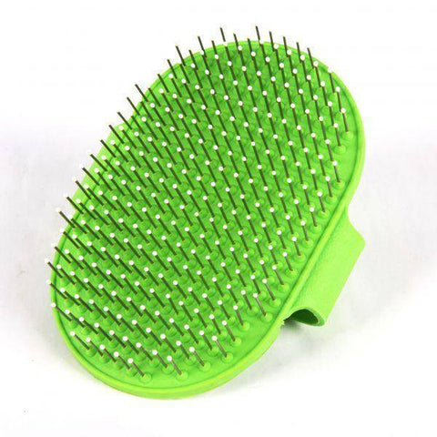 Image of Pet Slicker Brush Oval green color for cats and dogs available at allaboutpets.pk in pakistan.