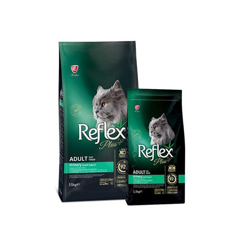 Image of Reflex Plus Urinary Chicken Adult Cat Food 1.5kg and 15kg available in Pakistan at allaboutpets.pk 