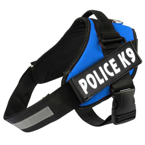 Image of Blue Police K9 Harness with efficient reflective strip blue color available at allaboutpets.pk in pakistan.