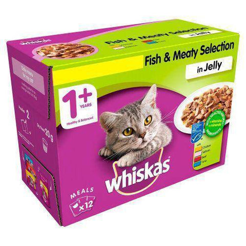 Image of Whiskas Jelly Pouch Fish & Meaty Selection 100g available online in pakistan at allaboutpets.pk 