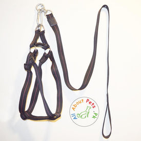 Heavy Nylon Duty Harness & Leash set with pink stripe available at allaboutpets.pk