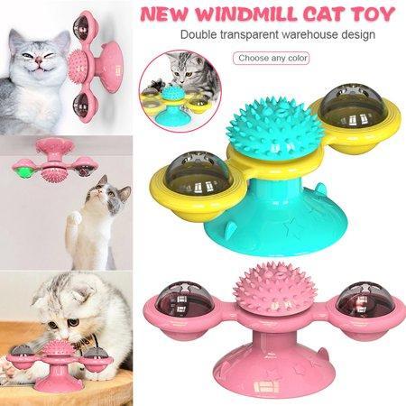 Image of Cat Windmill Interactive Toy Massager Self Groomer Brush available at allaboutpets.pk in Pakistan