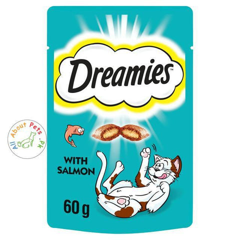 Dreamies Adult 1+ Cat Treat Biscuits with Salmon 60g available at allaboutpets.pk in Pakistan 