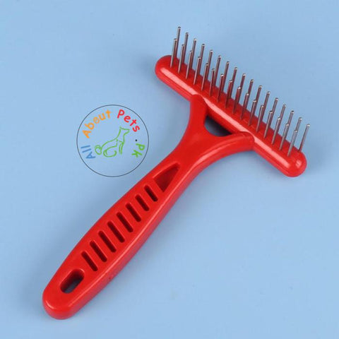 Image of Pet Rake Comb 2 Rows Stainless Steel Teeth Anti-Static - AllAboutPetsPk