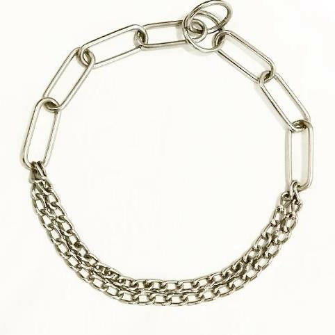 Chrome Plated Choke Show Long+Double - 24", dog choke chain, stainless steel choke chain available at allaboutpets.pk in pakistan.