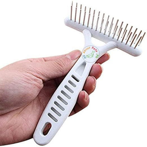 Pet Rake Comb 2 Rows Stainless Steel Teeth Anti-Static white color available at allaboutpets.pk in Pakistan