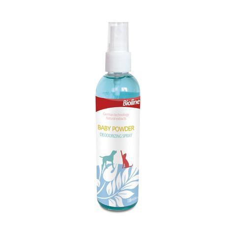 Bioline Baby Powder Deodorizing Pet Spray 118ml available at allaboutpets.pk