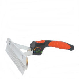 Dog Grooming Undercoat steel Rake Brush with soft rubber handle red and black color Large size available in pakistan at allaboutpets.pk