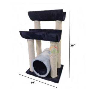 Cat Scratch Post Plush 4 Pole Double Curve Round With Toy Ball navy blue available at allaboutpets.pk in Pakistan