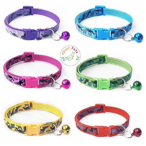 Camouflage Print Adjustable Cat & Dog Collar With Bell available at allaboutpets.pk in Pakistan