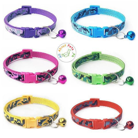 Camouflage Print Adjustable Cat & Dog Collar With Bell available at allaboutpets.pk in Pakistan