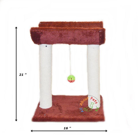 Cat Scratch Post plush maroon With Curve Top & Toy Ball With Bell available in pakistan 