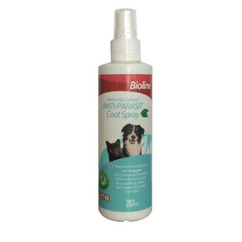 Bioline Anti-Parasite Coat Spray for cats and dogs 207ml available at allaboutpets.pk 