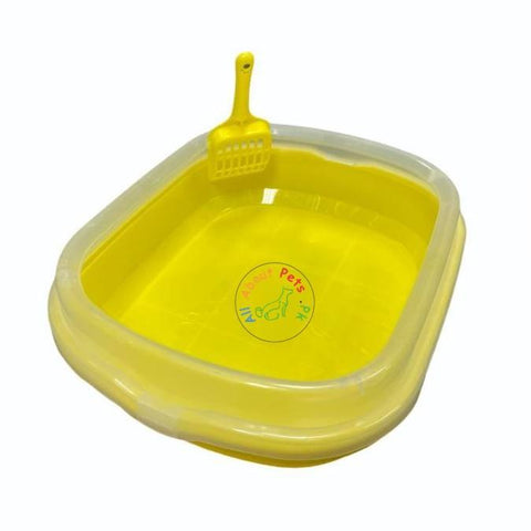 Image of PawComfort Cat Litter Tray Large With Scoop transparent lid and yellow base available at allaboutpets.pk in Pakistan