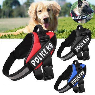 Image of Red Police K9 Harness with efficient reflective strip red color, black color and blue color available at allaboutpets.pk in pakistan.