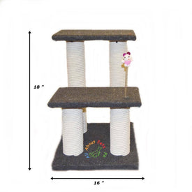 Cat scratch post tree with 4 scratching poles, 2 resting tops and toy with spring available in Pakistan at allaboutpets.pk