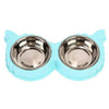 Stainless Steel Owl Shape Double Bowl Dog Cat Feeder blue color available at allaboutpets.pk in Pakistan