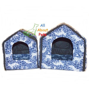 Cat House With Wild Animal Print, blue cat house, soft cat bed available online at allaboutpets.pk in pakistan.