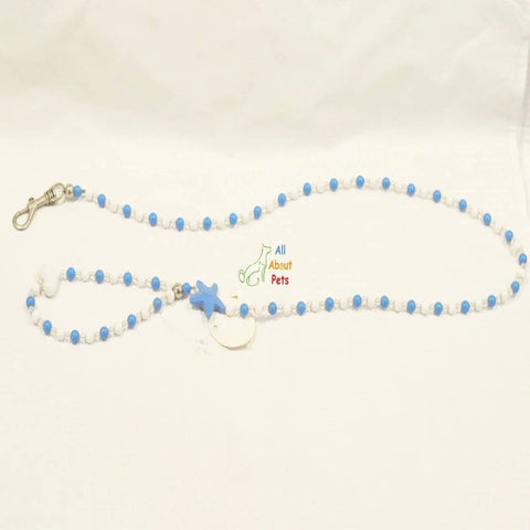 Image of Luxury Pearls Pet Dog Chain Leash blue color for Small Dogs & Cats available at allaboutpets.pk  in pakistan. 