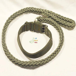 Nylon Dog Collar And Leash Set for dogs army green available at allaboutpets.pk in pakistan.