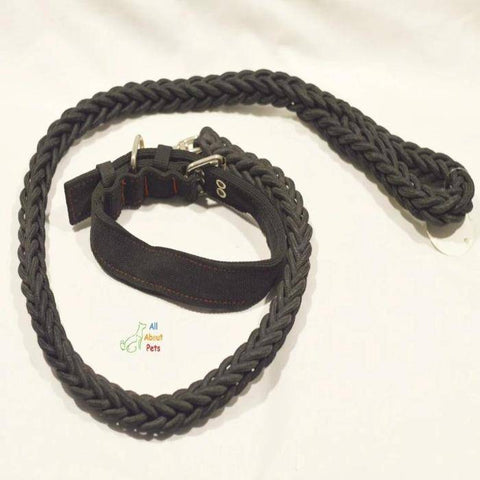 Image of Nylon Dog Collar And Leash Set for dogs black color available at allaboutpets.pk in pakistan.