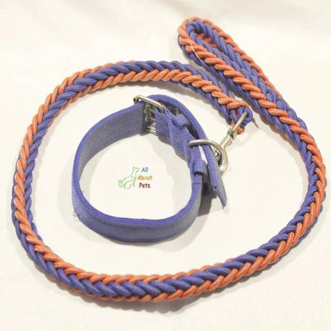 Image of Nylon rope Dog Collar And Leash Set for dogs red & blue available at allaboutpets.pk in pakistan.
