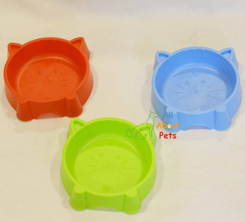Image of Cat Face Feeding Bowl red color, dog feeding bowl blue color, pet feeding bowl available online at allaboutpets.pk in pakistan.